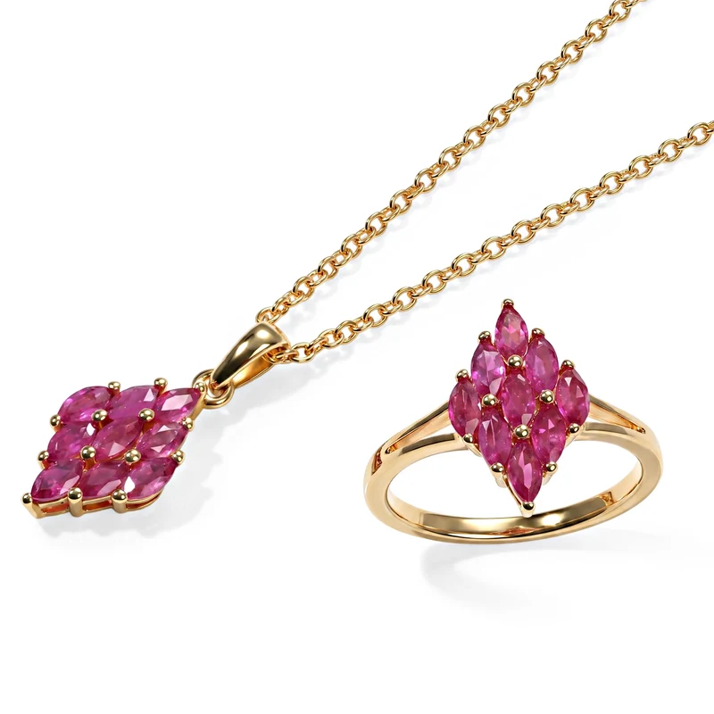 EverTrue Lagunen Apatit Schmuckset, 316L Edelstahl und Bronze mit Gelbgold E-Beschichtung - 1,85 ct.