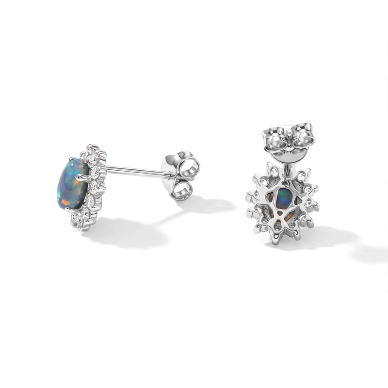 D'Joy Boulder Opal Triplett und Zirkon Ohrringe, 925 Silber rhodiniert - 1,33 ct.