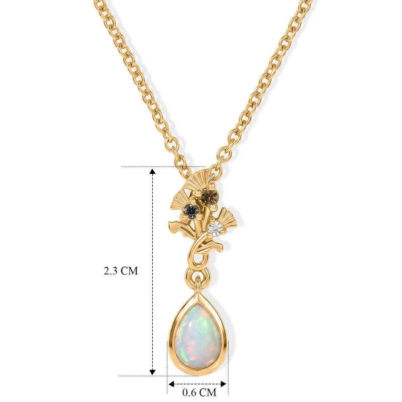 EVER TRUE AA Natürlicher, äthiopischer Welo Opal, Gelber Saphir Schmuckset ca. 50 cm ca. 0,58 ct.