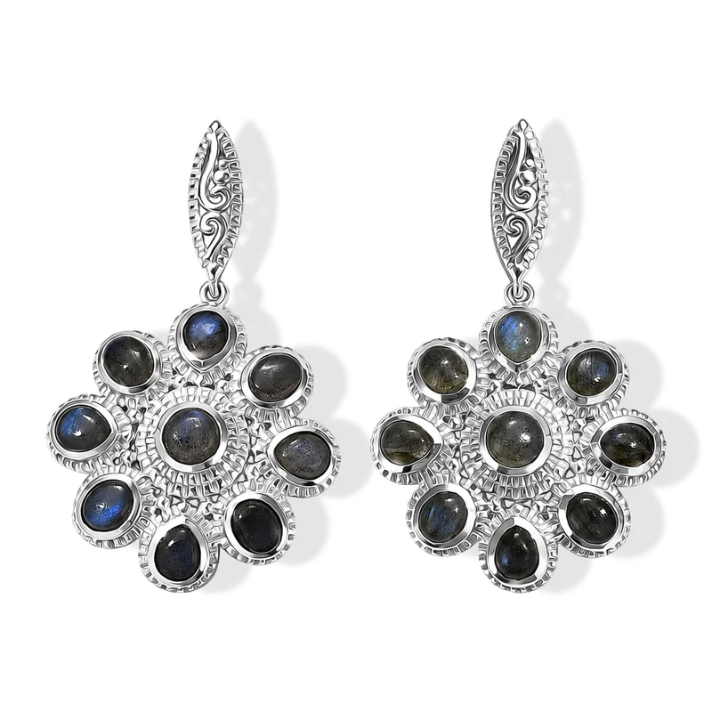 EverTrue AA Labradorit Schmuckset, 50cm Edelstahl Kette und Bronze mit Platin E-Beschichtung - 15,20 ct.