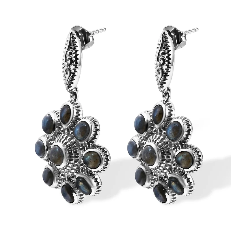 EverTrue AA Labradorit Schmuckset, 50cm Edelstahl Kette und Bronze mit Platin E-Beschichtung - 15,20 ct.