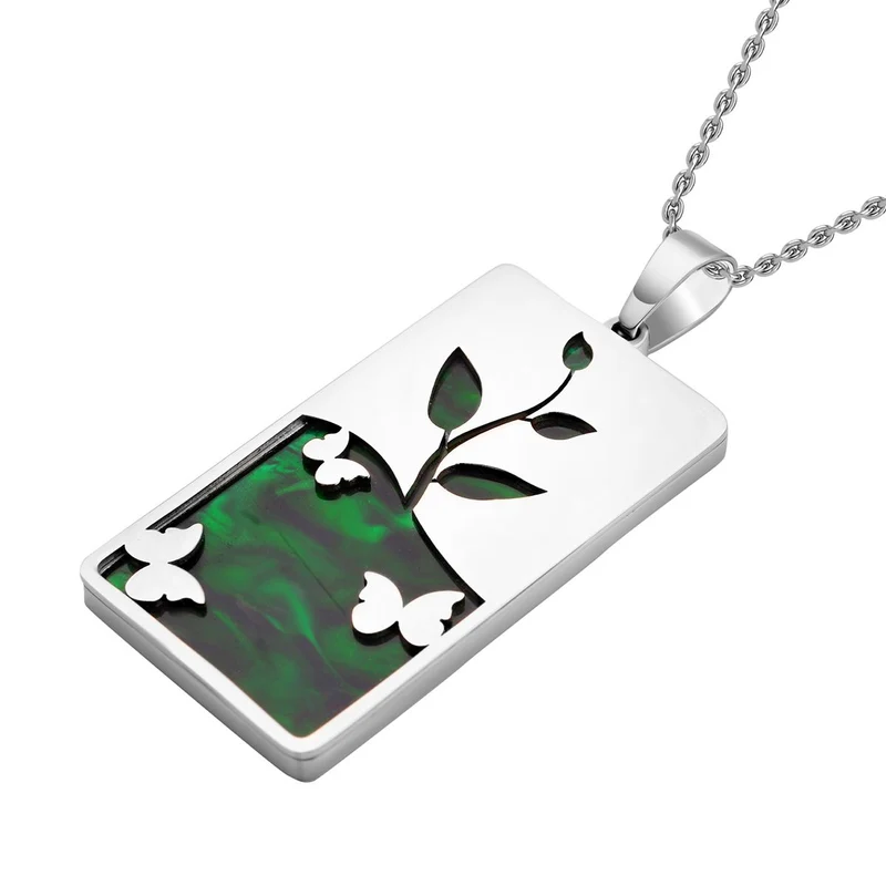 Grüner Edelstahl-Anhänger mit Kette, 316L Edelstahl ca. 5.00 ct
