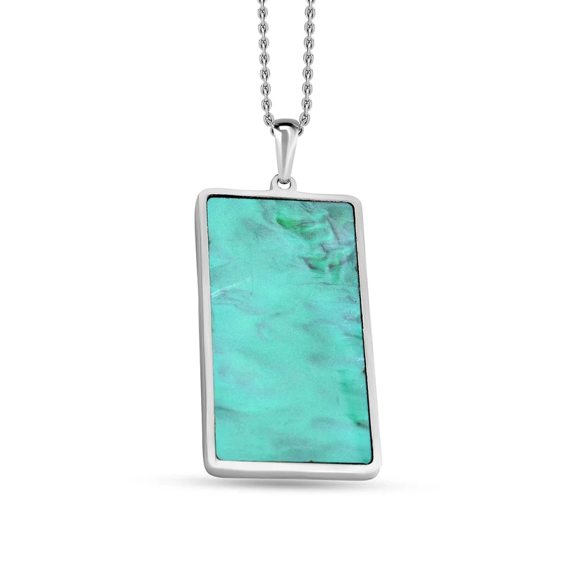 Grüner Edelstahl-Anhänger mit Kette, 316L Edelstahl ca. 5.00 ct