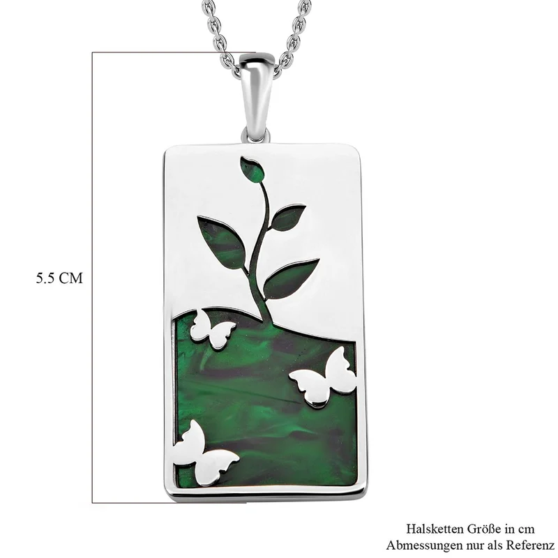 Grüner Edelstahl-Anhänger mit Kette, 316L Edelstahl ca. 5.00 ct