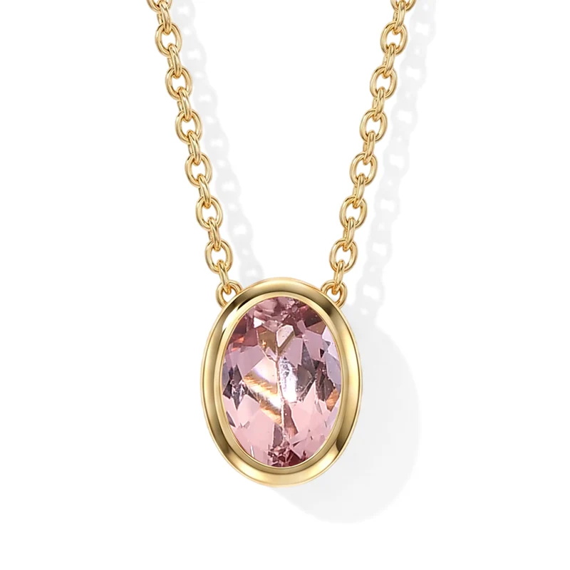 D'Joy AA Blush Turmalin Schmuckset ca. 50 cm 925 Silber 750 Gelbgold vermeil ca. 0.50 ct
