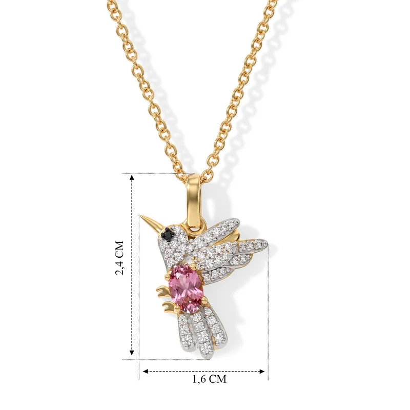 D'Joy Blush Turmalin, Weißer Zirkon Schmuckset ca. 50 cm 925 Silber 750 Vergoldet und Edelstahl 750 Vergoldet ca. 0.93 ct