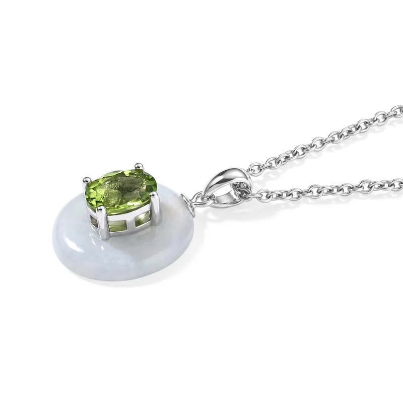 D'Joy Jade, Peridot Schmuckset ca. 50 cm 925 Silber Rhodiniert ca. 13.86 ct