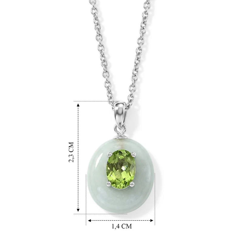 D'Joy Jade, Peridot Schmuckset ca. 50 cm 925 Silber Rhodiniert ca. 13.86 ct