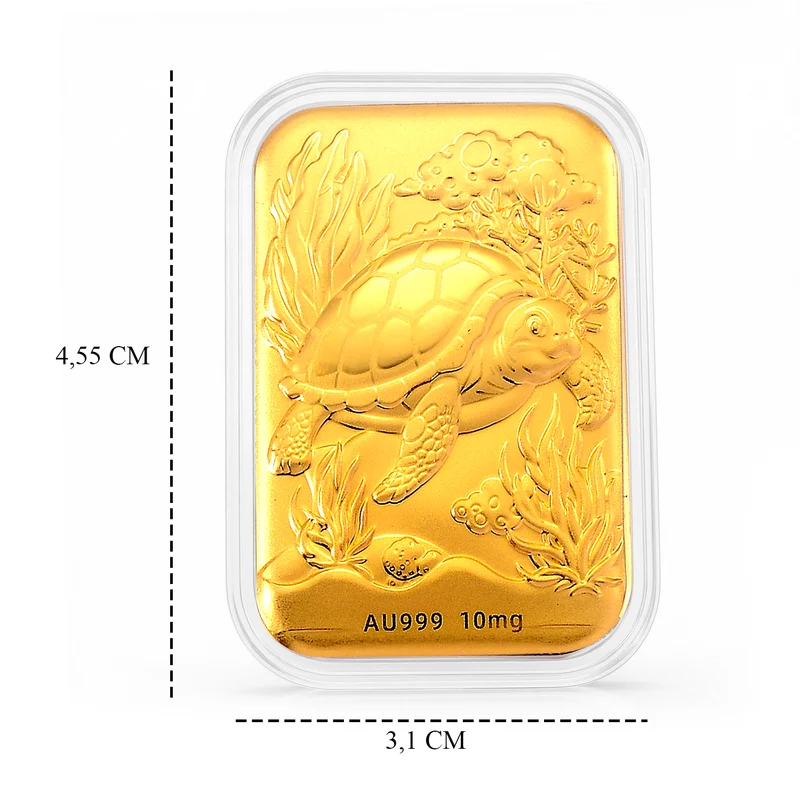 999er Goldfolie mit Schildkrötenmotiv, 4,5x3,1cm, 10mg