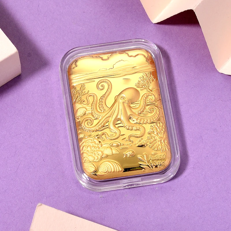 999er Goldfolie mit Oktopus-Motiv, 4,5x3,1cm, 10mg