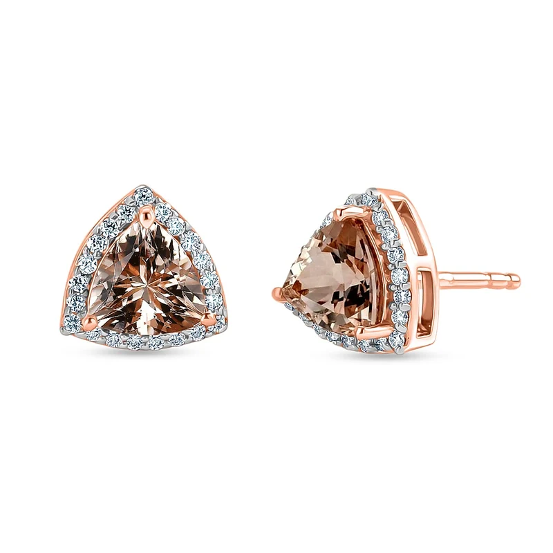 D'Joy AAA Morganit, Moissanit Ohrringe 925 Silber 750 Roségold vermeil (10-15 Werktage Lieferzeit) ca. 2,40 ct.