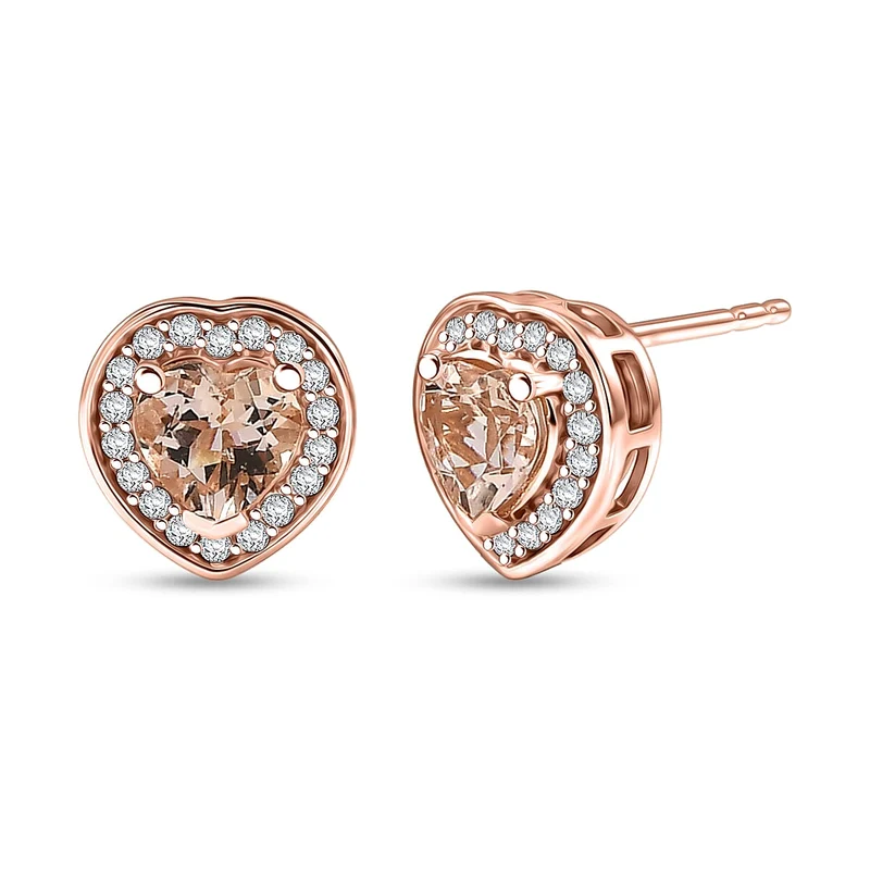 D'Joy AA Morganit, Moissanit Ohrringe 925 Silber 750 Roségold vermeil (10-15 Werktage Lieferzeit) ca. 2,04 ct.