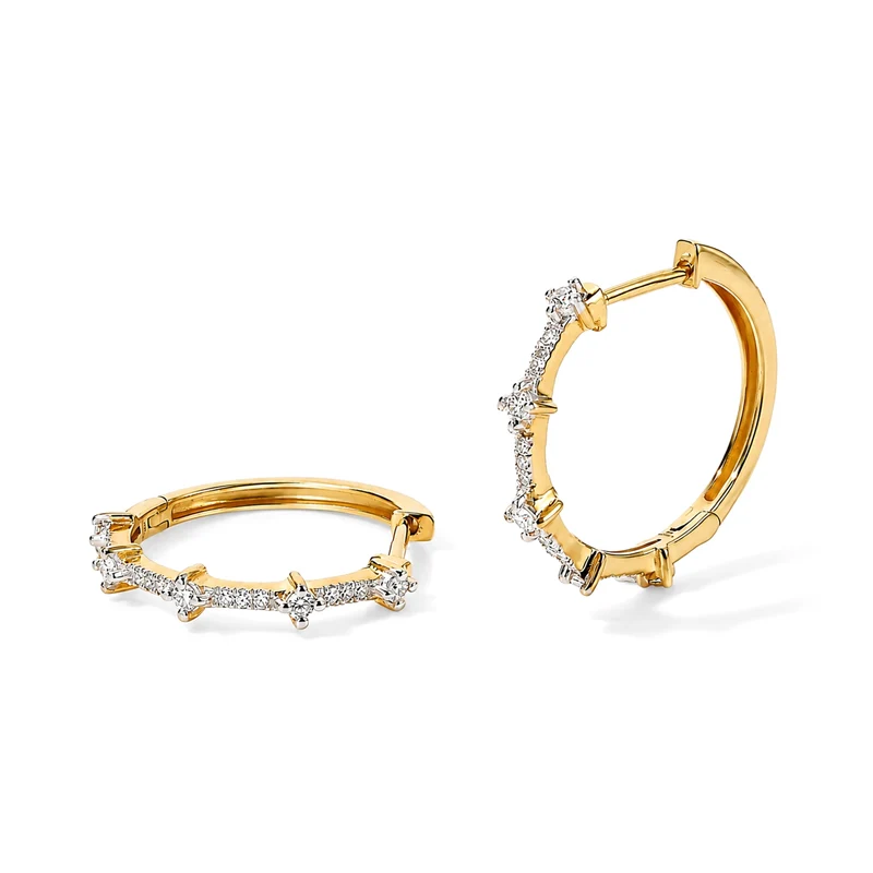 LUXURIANT 0,50 ct. SGL zertifizierte SI-GH Labor Diamant Ohrringe, 925 Silber 750 Gelbgold Vermeil
