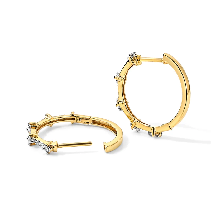 LUXURIANT 0,50 ct. SGL zertifizierte SI-GH Labor Diamant Ohrringe, 925 Silber 750 Gelbgold Vermeil