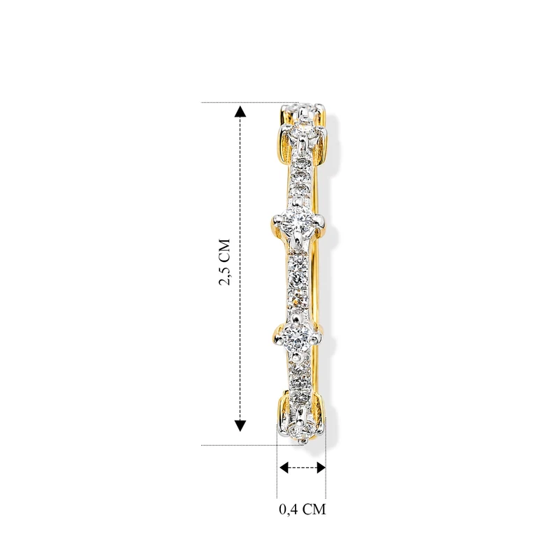 LUXURIANT 0,50 ct. SGL zertifizierte SI-GH Labor Diamant Ohrringe, 925 Silber 750 Gelbgold Vermeil