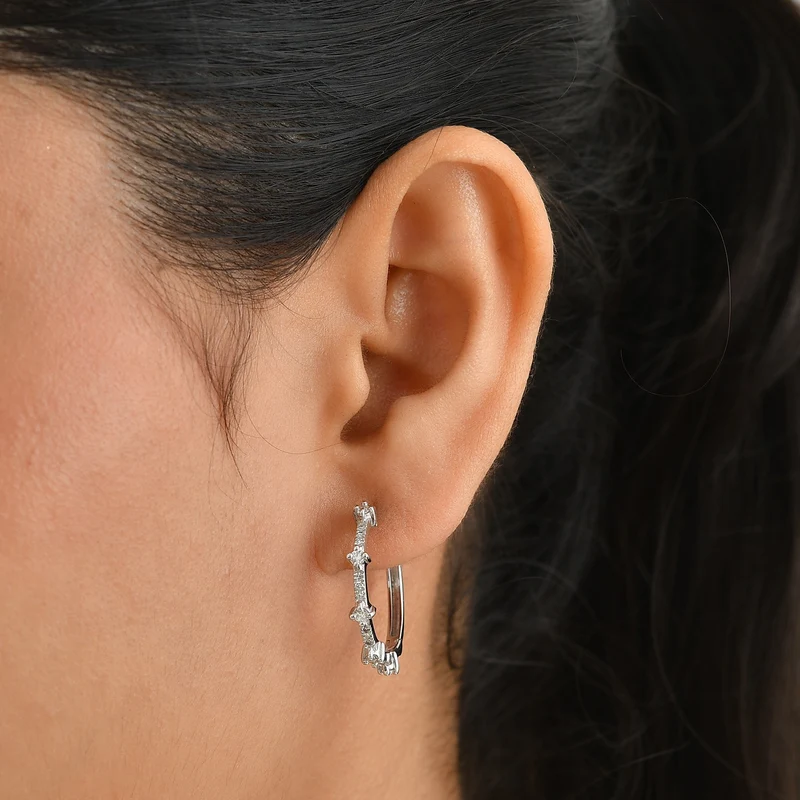 LUXURIANT 0,50 ct. SGL zertifizierte SI-GH Labor Diamant Ohrringe, 925 Silber 750 Gelbgold Vermeil