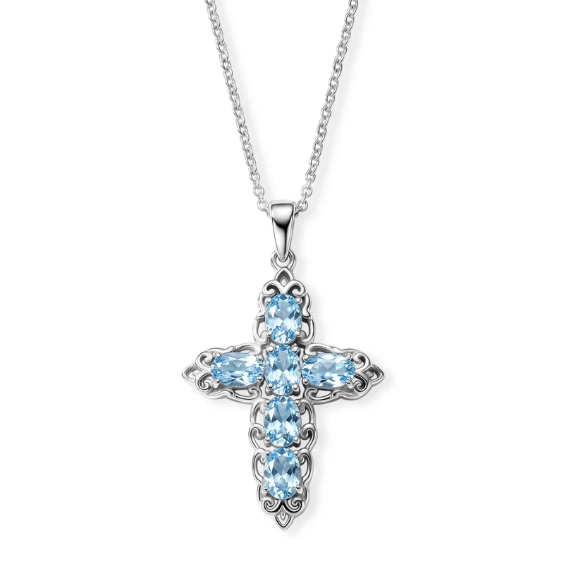 EVER TRUE Himmelblauer Topas Schmuckset ca. 50 cm ca. 4.95 ct