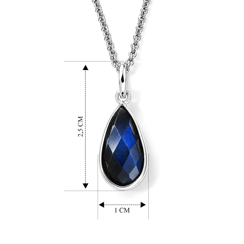 AAA Labradorit Anhänger, 925 Silber, 316L Edelstahl Kette ca. 50 cm ca. 4.82 ct