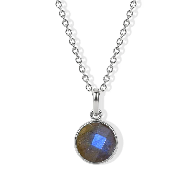 AAA Labradorit Anhänger, 925 Silber, 316L Edelstahl Kette ca. 50 cm ca. 4.82 ct