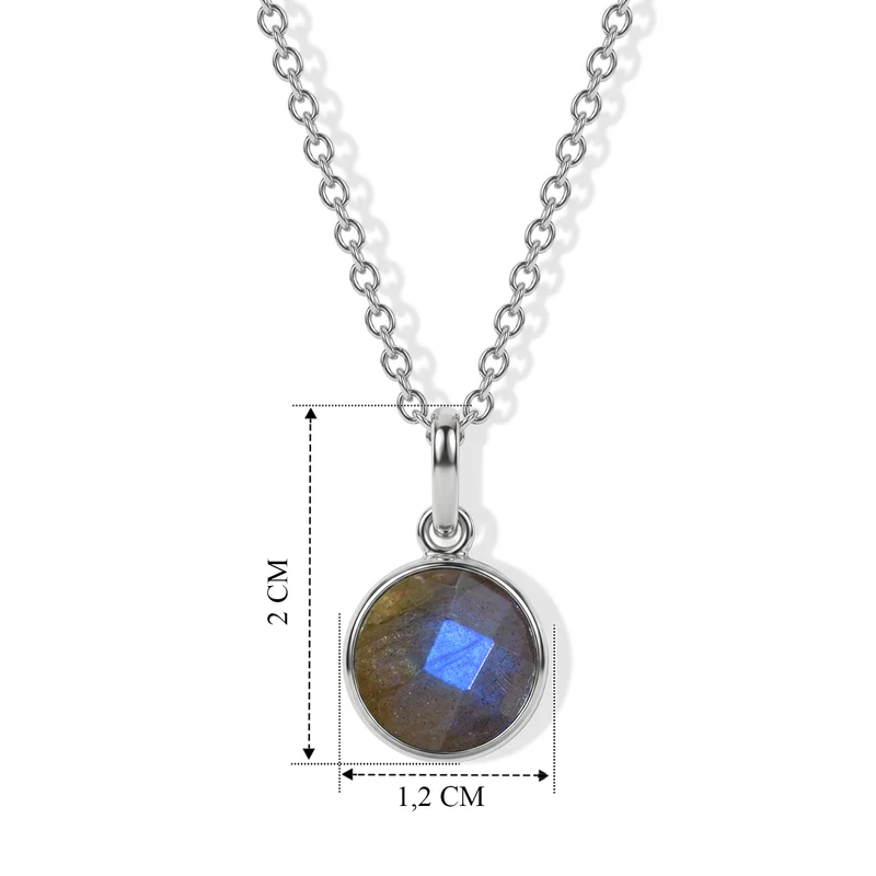 AAA Labradorit Anhänger, 925 Silber, 316L Edelstahl Kette ca. 50 cm ca. 4.82 ct