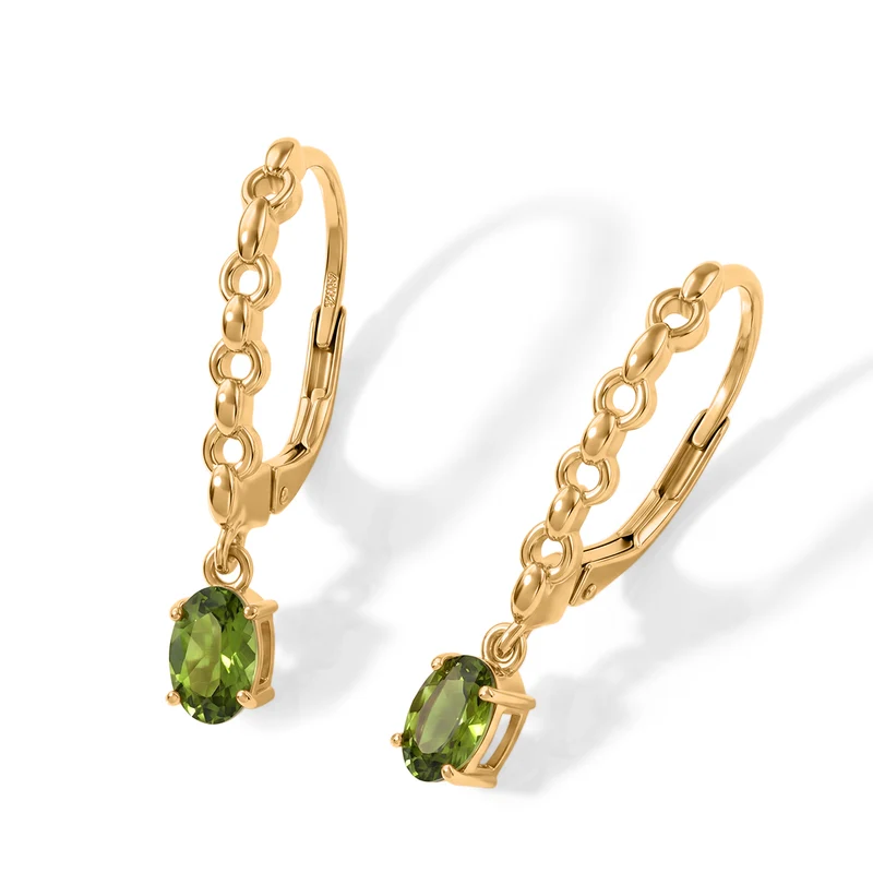 D'Joy Arizona Peridot Ohrringe 925 Silber 750 Vergoldet ca. 1.02 ct