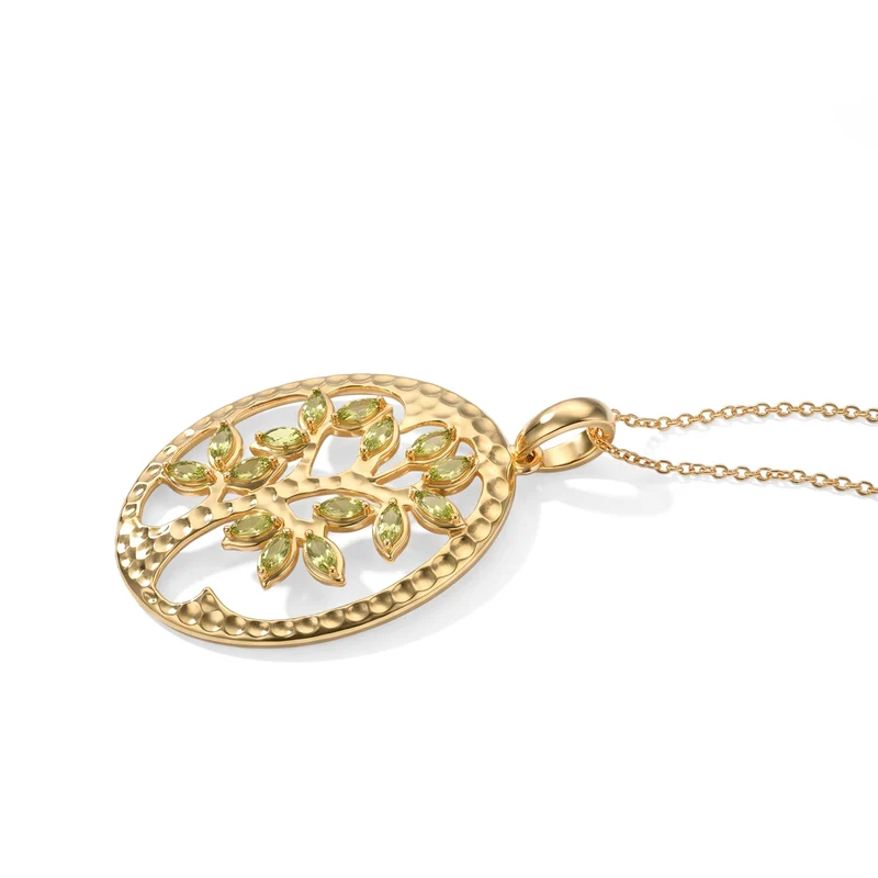 EverTrue Arizona Peridot Anhänger mit 50cm Edelstahl Kette, Bronze mit Gelbgold E-Beschichtung - 2,13 ct.