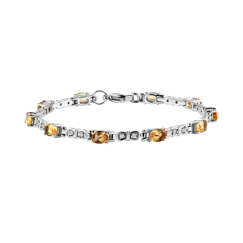 3er Set, Citrin Ohrringe, Armband, Anhänger mit Kette, Edelstahl, ca. 7.28 ct