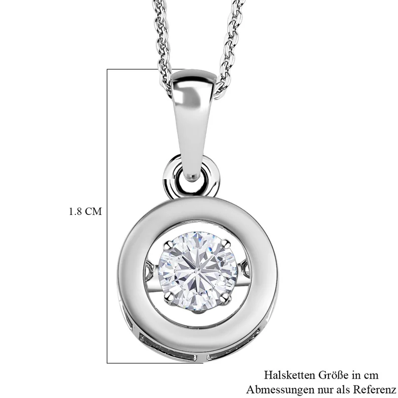 88 Facetten Moissanit-Anhänger mit Kette, 925 Silber platiniert ca. 0.44 ct