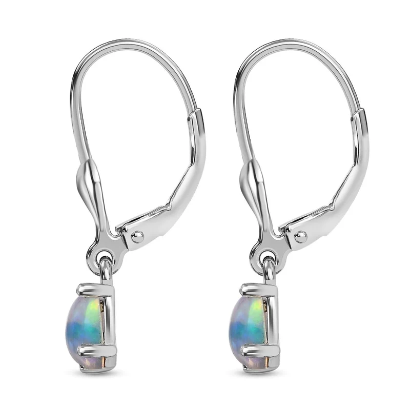 Natürliche, äthiopische Welo Opal Ohrringe, 925 Silber platiniert ca. 0.62 ct