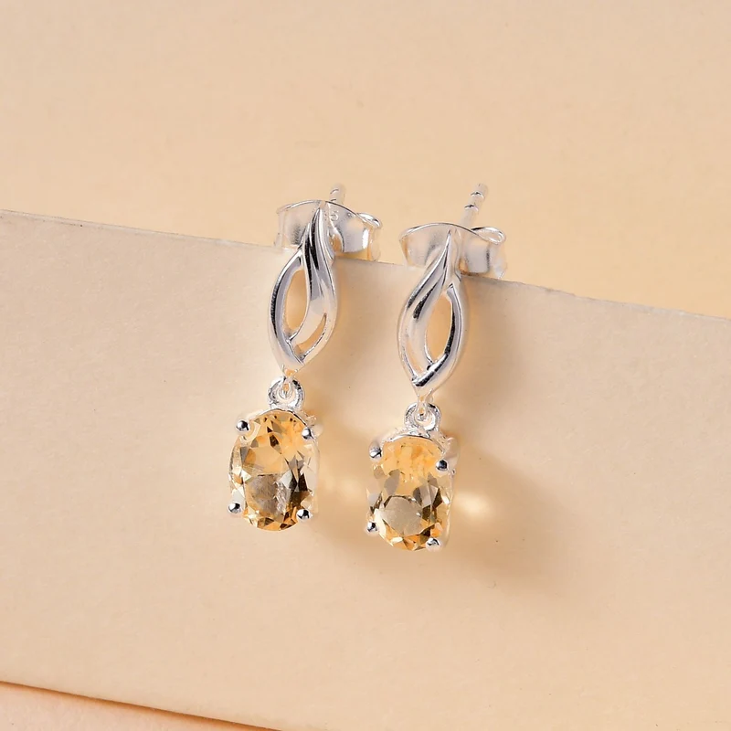 Citrin Ohrringe, 925 Silber ca. 1,51 ct