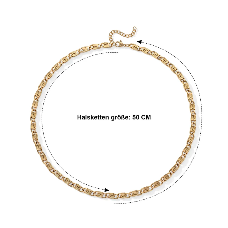 Doppelreihiges Layering-Design Halskette, 316L Edelstahl Ion-Gelbbeschichtung, ca. 45,00g
