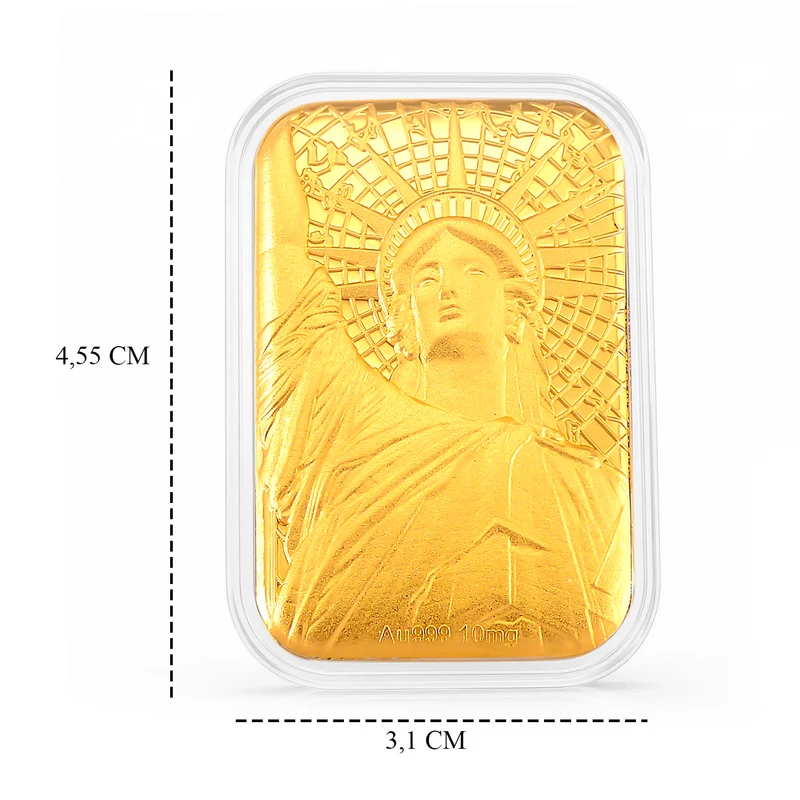 999er Goldfolie mit Freiheitsstatue-Motiv, 4,5x3,1cm, 10mg
