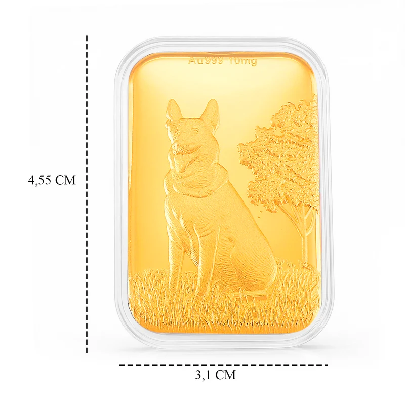 999er Goldfolie mit Hund-Motiv, 2,6x4cm, 10mg