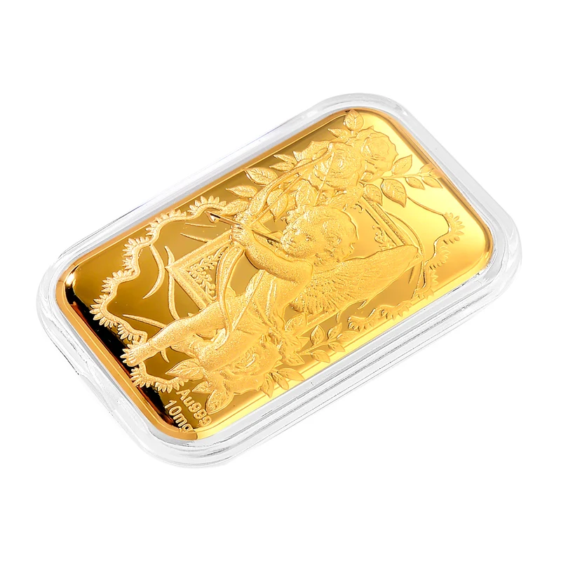 999er Goldfolie mit Amors Pfeil-Motiv, 4,5x3,1cm, 10mg