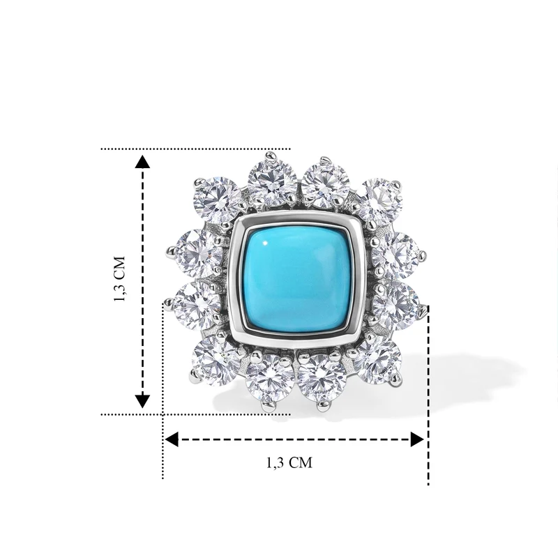 EVER TRUE Sleeping Beauty Türkis, Weißer Zirkon Ohrringe 316L Edelstahl ca. 3.21 ct