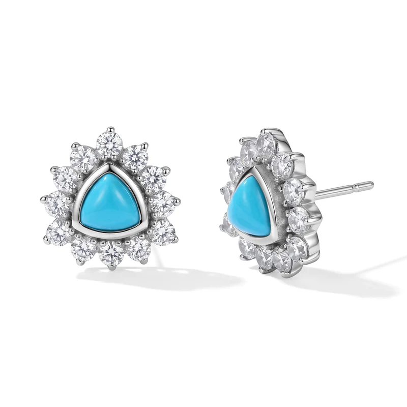 EVER TRUE Sleeping Beauty Türkis, Weißer Zirkon Ohrringe 316L Edelstahl ca. 3.21 ct