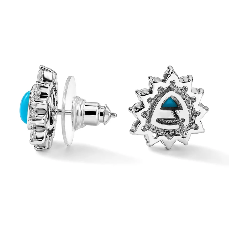 EVER TRUE Sleeping Beauty Türkis, Weißer Zirkon Ohrringe 316L Edelstahl ca. 3.21 ct