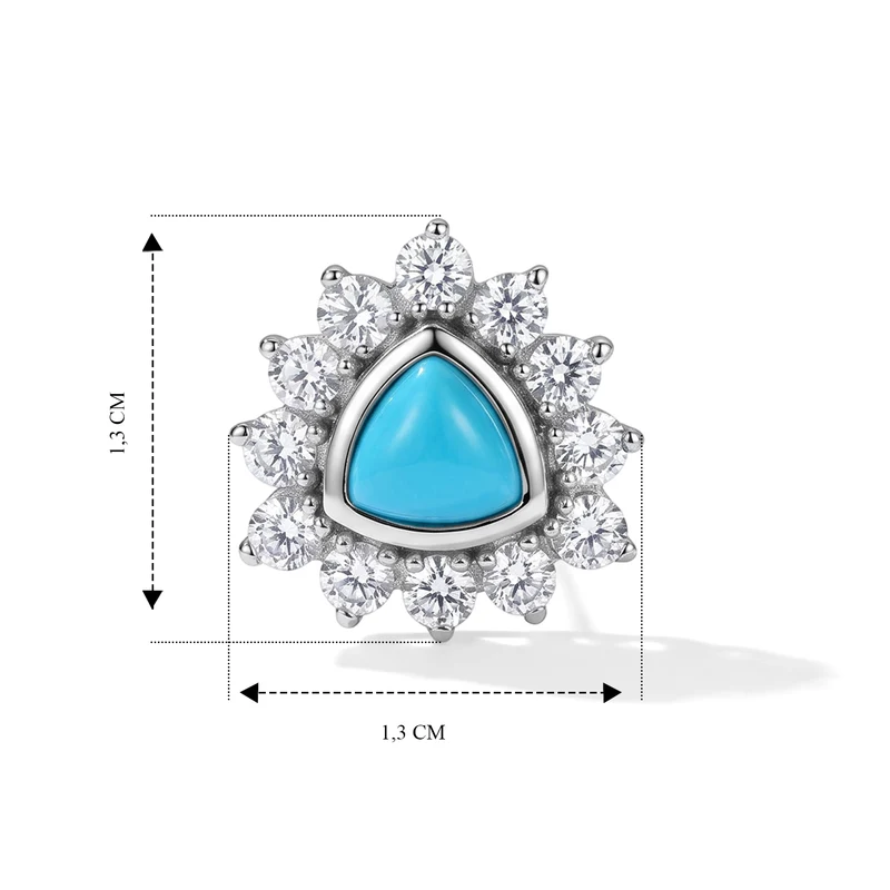 EVER TRUE Sleeping Beauty Türkis, Weißer Zirkon Ohrringe 316L Edelstahl ca. 3.21 ct