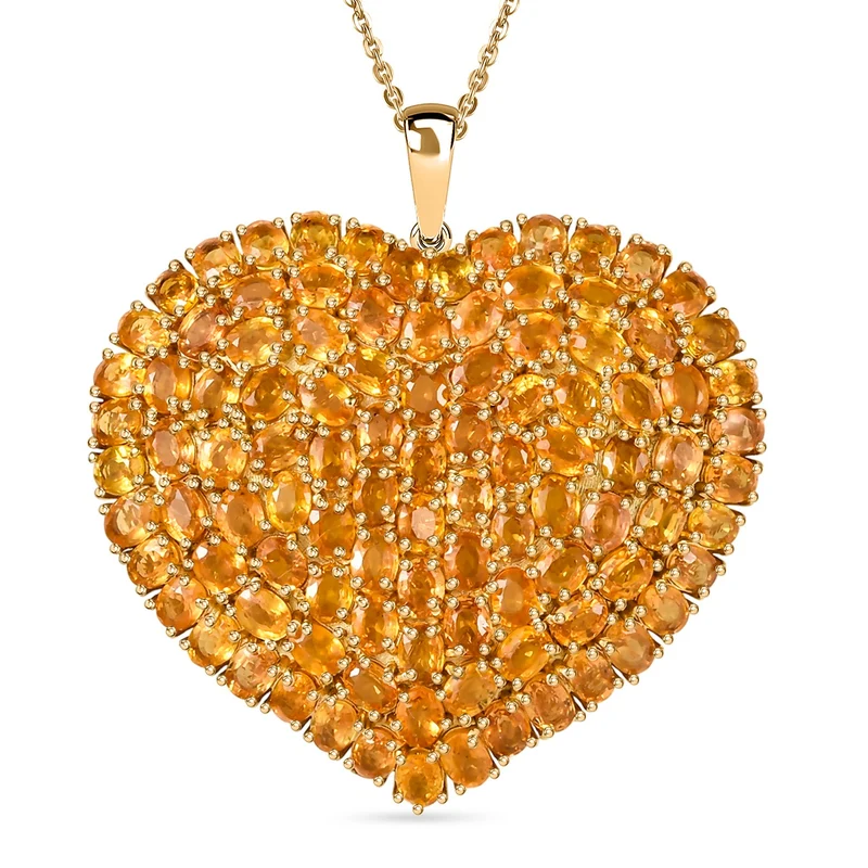 D'Joy Gelber Saphir Schmuckset ca. 50 cm 925 Silber 750 Gelbgold vermeil ca. 23,87 ct.