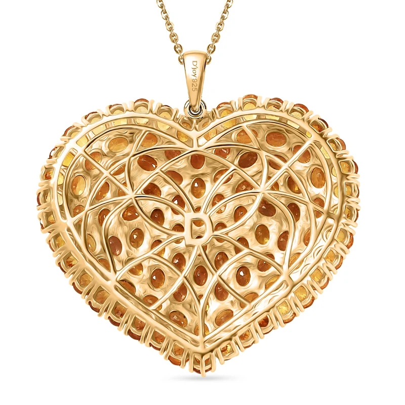 D'Joy Gelber Saphir Schmuckset ca. 50 cm 925 Silber 750 Gelbgold vermeil ca. 23,87 ct.