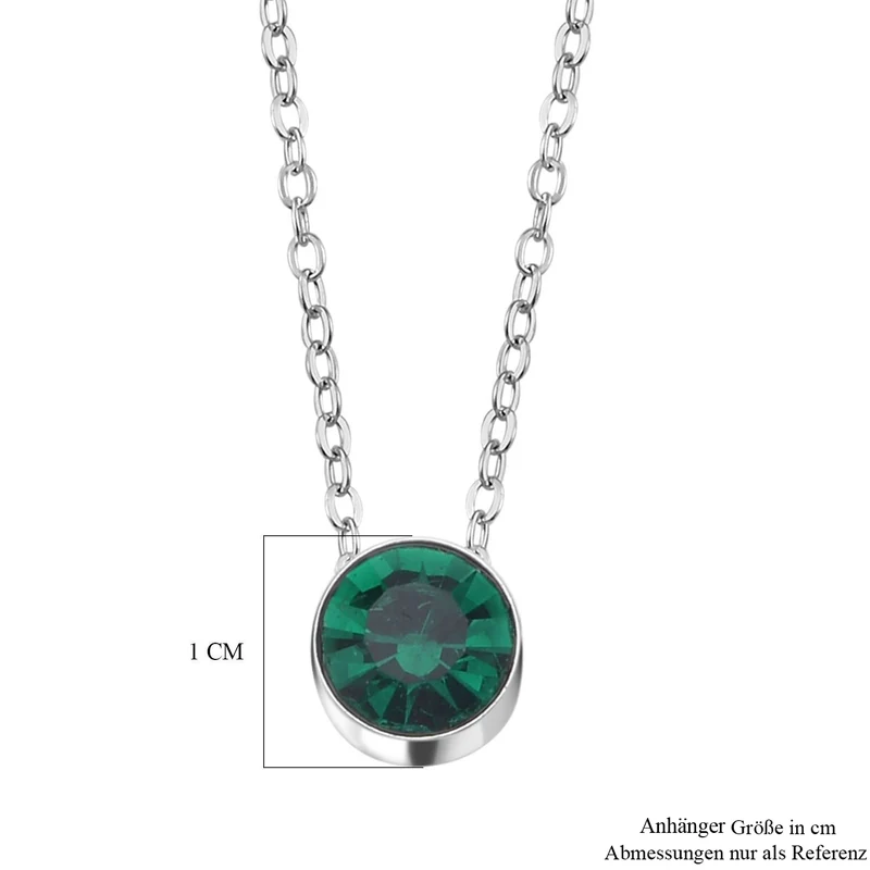 Mehrfarbige Kristall-316L Edelstahl kette mit 12 austauschbaren Kristallen, ca. 45 cm, Silberfarben