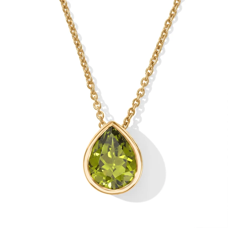 D'Joy AA Arizona Peridot Schmuckset ca. 50 cm 925 Silber 750 Gelbgold vermeil ca. 1.79 ct