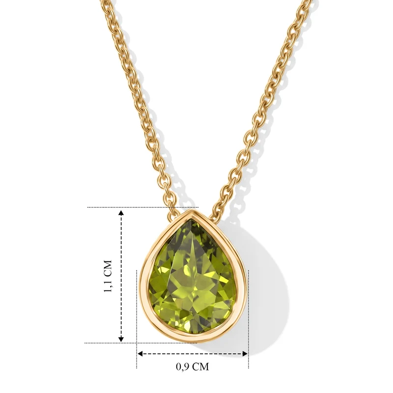 D'Joy AA Arizona Peridot Schmuckset ca. 50 cm 925 Silber 750 Gelbgold vermeil ca. 1.79 ct