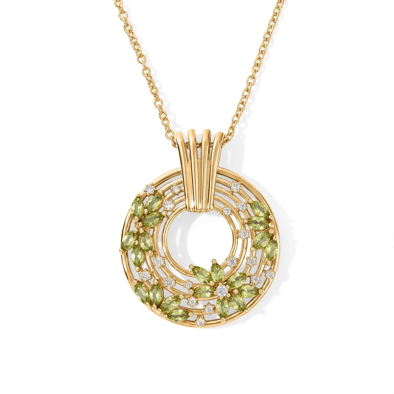 EVER TRUE Arizona Peridot, Weißer Zirkon Schmuckset ca. 50 cm ca. 2.17 ct
