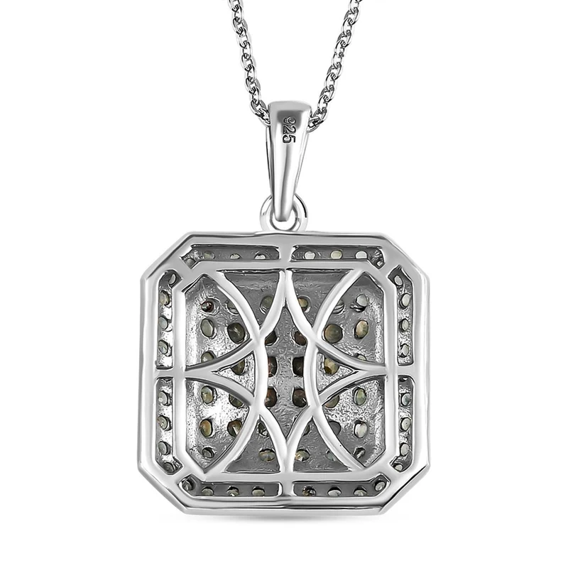 Alexandrit Anhänger mit Kette, 925 Silber platiniert, ca. 1.85 ct