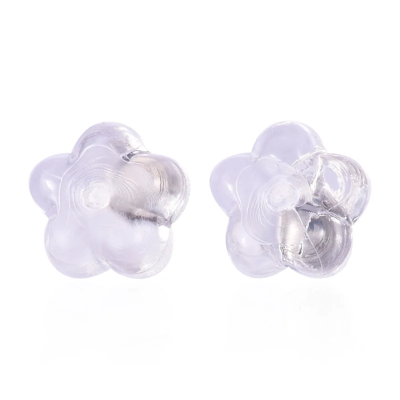 9 Paar Ohrstopper Set, 925 Silber Kern mit Silikon Blüte, rhodiniert vergoldet rosévergoldet