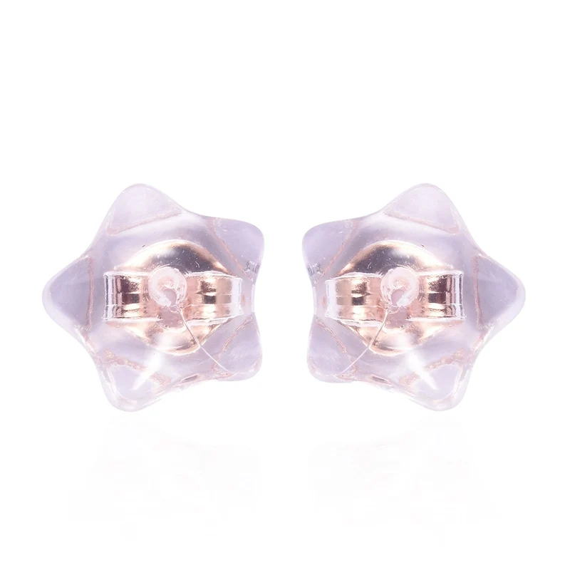 9 Paar Ohrstopper Set Stern, 925 Silber Kern mit Silikon, Mix rhodiniert vergoldet rosévergoldet