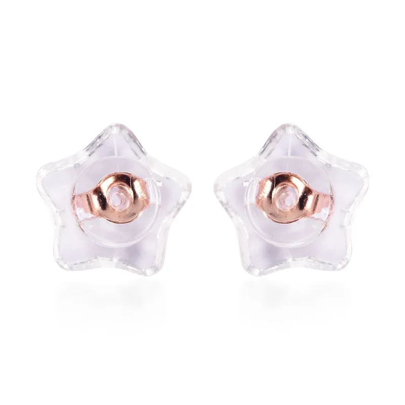 9 Paar Ohrstopper Set Stern, 925 Silber Kern mit Silikon, Mix rhodiniert vergoldet rosévergoldet