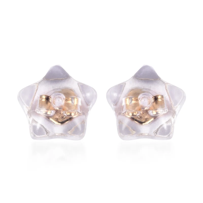 9 Paar Ohrstopper Set Stern, 925 Silber Kern mit Silikon, Mix rhodiniert vergoldet rosévergoldet