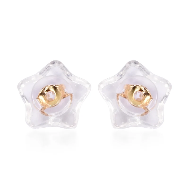 9 Paar Ohrstopper Set Stern, 925 Silber Kern mit Silikon, Mix rhodiniert vergoldet rosévergoldet